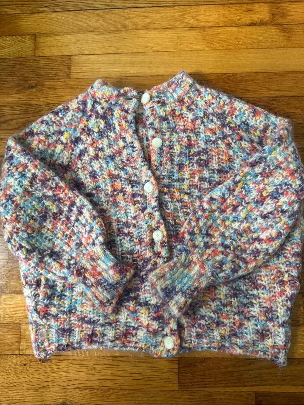 Sezane Multicolor Chunky Knit Button-Front Women’s Sweater